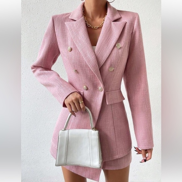 SHEIN Jackets & Blazers - Pink Raffinéa Double Breasted Blazer Oversized Size Large Clueless Preppy
